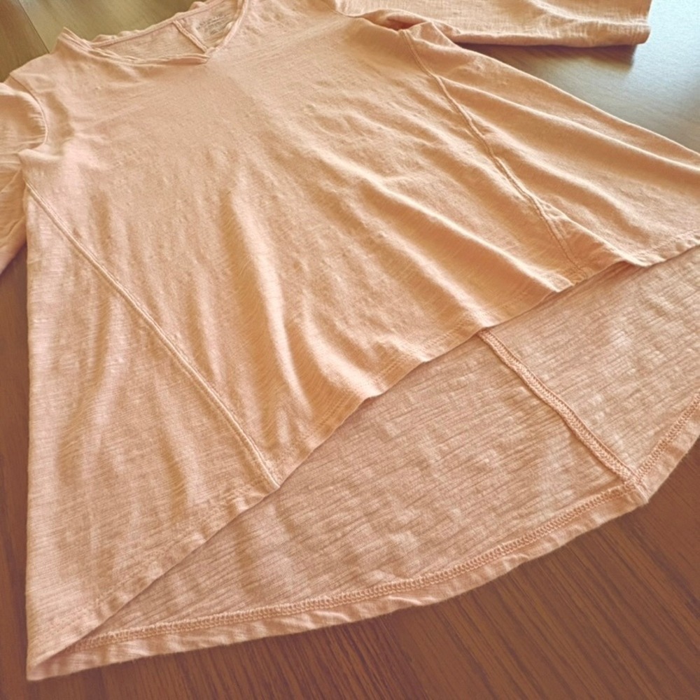 Chico's Ultimate Tee Women 0 Petite (XS) Peach V-Neck 3/4 Sleeve Slub Top EUC 🌼 - Picture 2 of 8